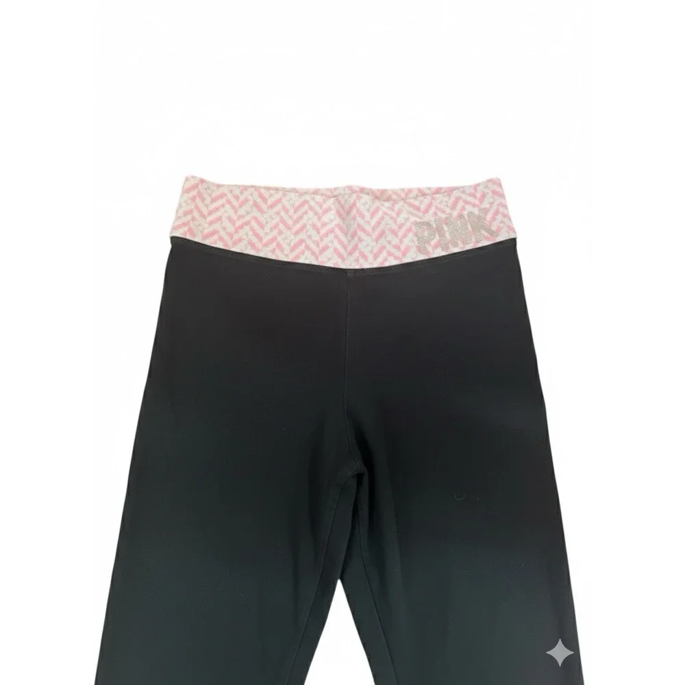 Vtg VS PINK 🩷Y2K 🔥Fold‎ Over Yoga Pants Lot Black Low Rise Rare Waistband S